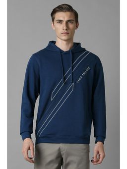 Louis Philippe - Men Casual Navy Blue Printed Hoodie
