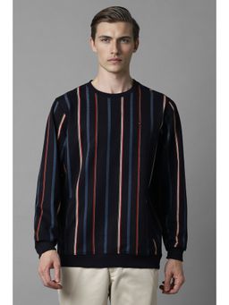 Louis Philippe - Men Casual Black Stripe Sweatshirt