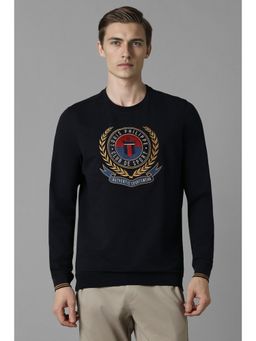 Louis Philippe - Men Casual Black Embroidered Sweatshirt