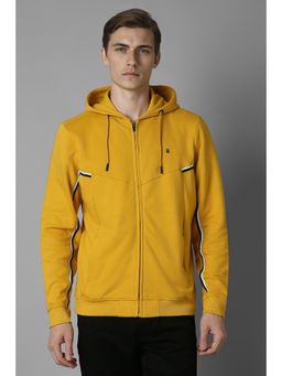Louis Philippe - Men Casual Mustard Solid Hoodie