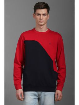 Louis Philippe - Men Casual Red Colorblock Sweatshirt