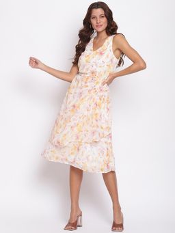 Latin Quarters - Floral Print Sleeveless Casual Fit & Flare Dress Multicolor