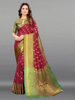 Yavira Silk - Maroon Ethnic Wear Silk Traditional Saree with Unstitched Blouse