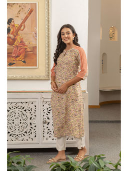 Anuvas - Yellow Floral Kurta and Pant (Set of 2)