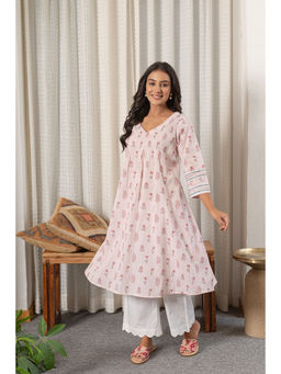 Anuvas - Pink Floral Kurta and Palazzo (Set of 2)