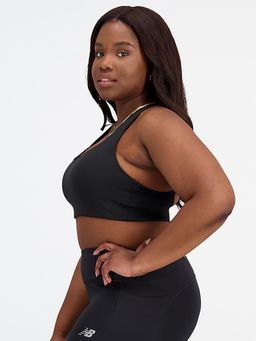 New Balance - Black Solid/Plain Regular Sports Bra