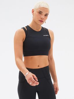 New Balance - Black Solid/Plain Regular Sports Bra