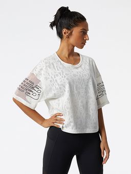 New Balance - White Self Design Round Neck T-Shirt