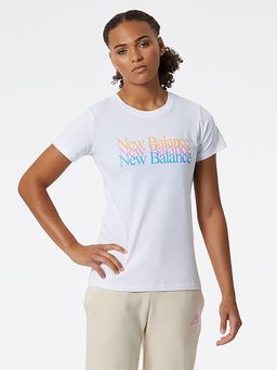 New Balance - White Typography Round Neck T-Shirt