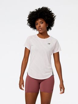 New Balance - White Self Design Round Neck T-Shirt