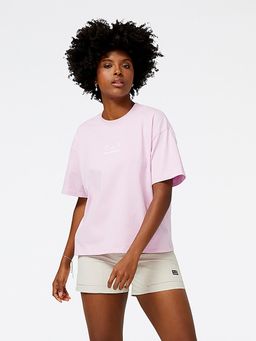 New Balance - Pink Solid/Plain Round Neck T-Shirt