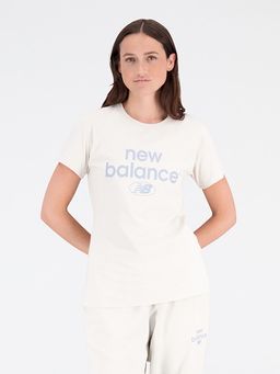 New Balance - Cream Solid/Plain Round Neck T-Shirt