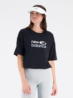 New Balance - Black Solid/Plain Round Neck T-Shirt