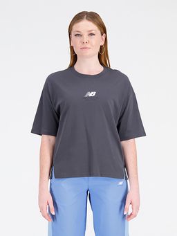 New Balance - Grey Solid/Plain Round Neck T-Shirt