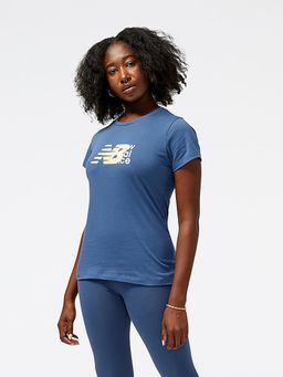 New Balance - Navy Blue Solid/Plain Round Neck T-Shirt
