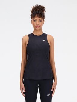 New Balance - Black Solid/Plain Regular Tank Top