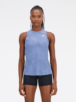 New Balance - Blue Self Design Regular Tank Top