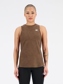 New Balance - Brown Self Design Regular Tank Top