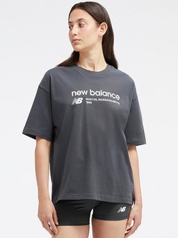 New Balance - Black Typography Round Neck T-Shirt
