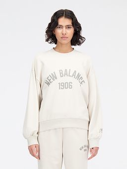 New Balance - Cream Typography Round Neck Sweatshirt