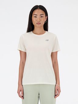 New Balance - Beige Solid/Plain Round Neck T-Shirt