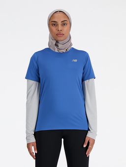 New Balance - Blue Solid/Plain Round Neck T-Shirt