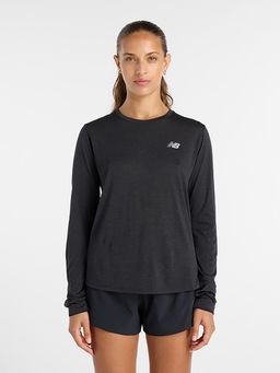 New Balance - Black Solid/Plain Round Neck T-Shirt