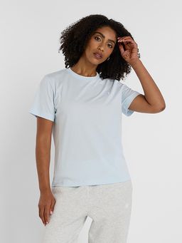 New Balance - Blue Solid/Plain Round Neck T-Shirt