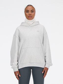 New Balance - Grey Solid/Plain Hooded Hoodie