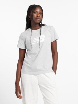 New Balance - Grey Solid Round Neck T-Shirt