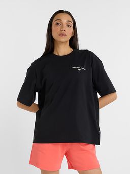 New Balance - Black Solid/Plain Round Neck T-Shirt