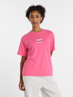 New Balance - Pink Typography Round Neck T-Shirt