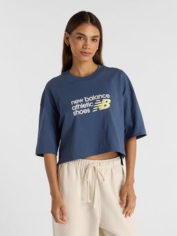 New Balance - Navy Blue Typography Round Neck T-Shirt