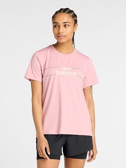 New Balance - Pink Typography Round Neck T-Shirt