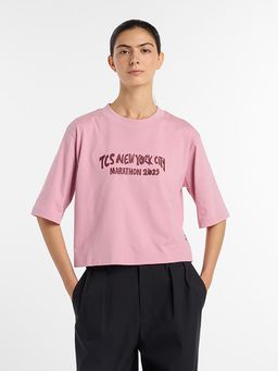 New Balance - Pink Typography Round Neck T-Shirt