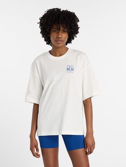 New Balance - White Printed Round Neck T-Shirt