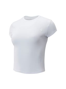 New Balance - White Solid/Plain Round Neck T-Shirt