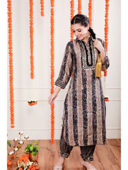 Ishnya - Desi Swag Black Printed Pattani (Set of 2)