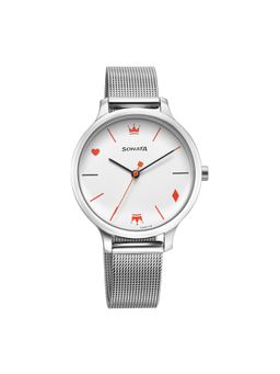 Sonata - Women White Dial Analog Watch - 87050Sm01