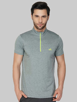 Vector X - Grey Polyester Slim Fit Sports T-shirt For Men