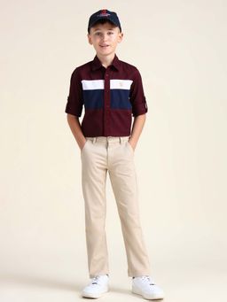 U.S. POLO ASSN. - Solid/Plain Beige Cotton Trouser