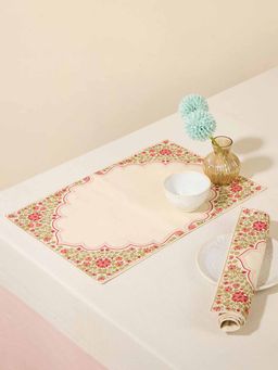 Fabindia - Red Cotton Printed Pushp Mat (Pack of 6)