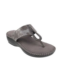 Mochi - Womens Gun Metal Flat ChappalsMochi Embellished-sequined Gun-metal Heels