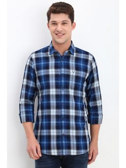 Allen Solly - Men Blue Custom Fit Check Full Sleeves Casual Shirts