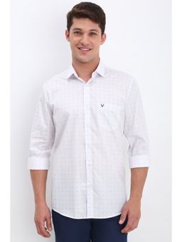 Allen Solly - Men White Slim Fit Print Full Sleeves Casual Shirts