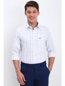 Allen Solly - Men White Slim Fit Check Full Sleeves Formal Shirt