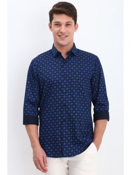 Allen Solly - Men Navy Slim Fit Print Full Sleeves Casual Shirts