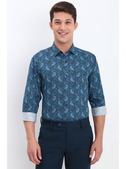 Allen Solly - Men Blue Slim Fit Paisley Full Sleeves Formal Shirt