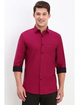 Allen Solly - Men Pink Slim Fit Solid Full Sleeves Casual Shirts