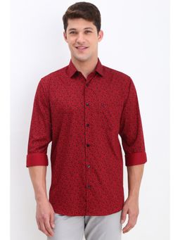 Allen Solly - Men Red Slim Fit Print Full Sleeves Casual Shirts